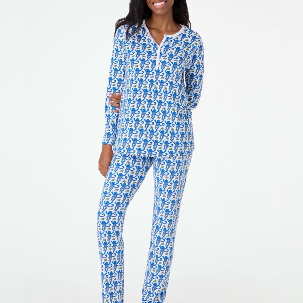 Roller Rabbit Blue Monkey Pajamas